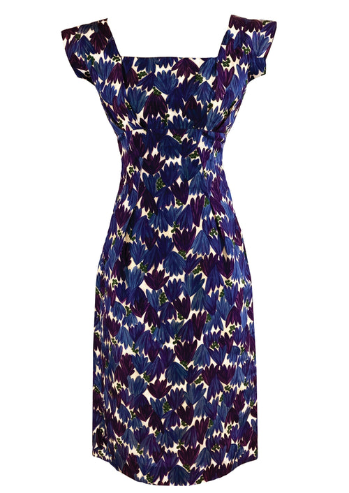 Late 1950s Designer Tulip Print Wiggle Dress- NEW!