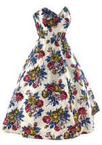 Late 1950s to Early 1960s Rose Bouquet Strapless Dress - NEW!