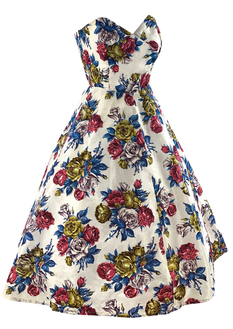 Late 1950s to Early 1960s Rose Bouquet Strapless Dress - NEW!