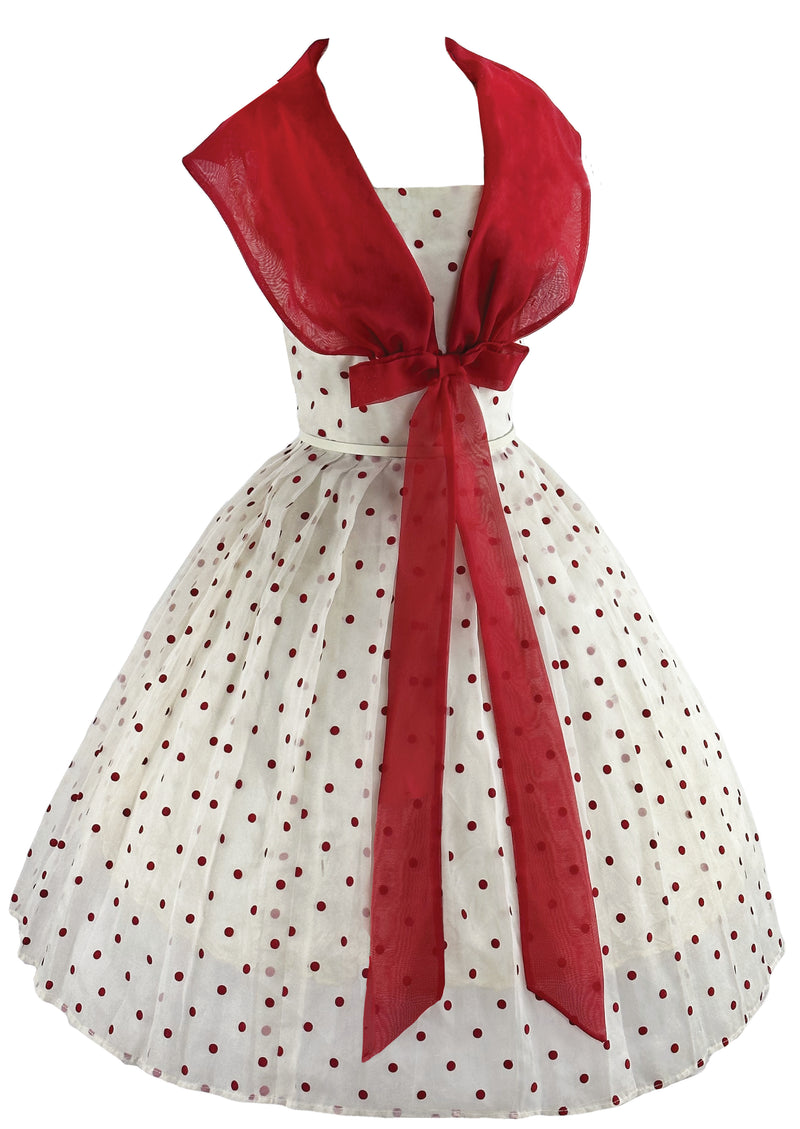 Vintage 1950s Red & White Polka Dot Dress - NEW!