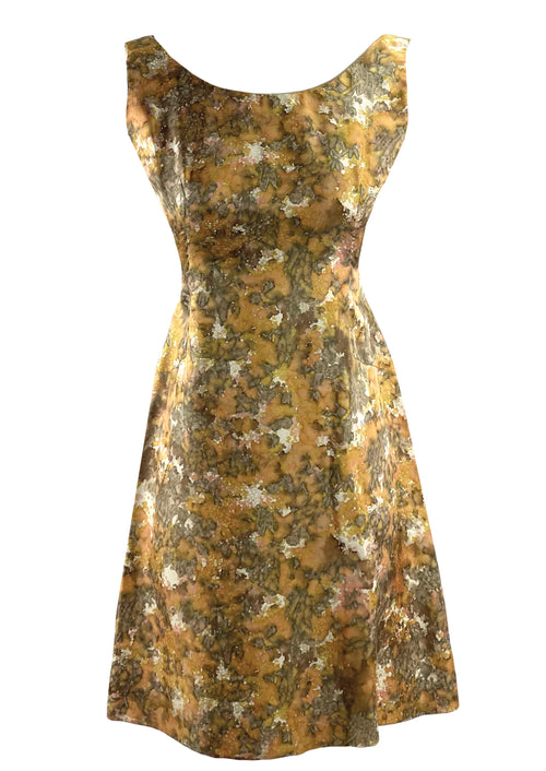 (RESERVED) Vintage 1960s Gold Silk Dress and Coat Ensemble (1)- NEW!