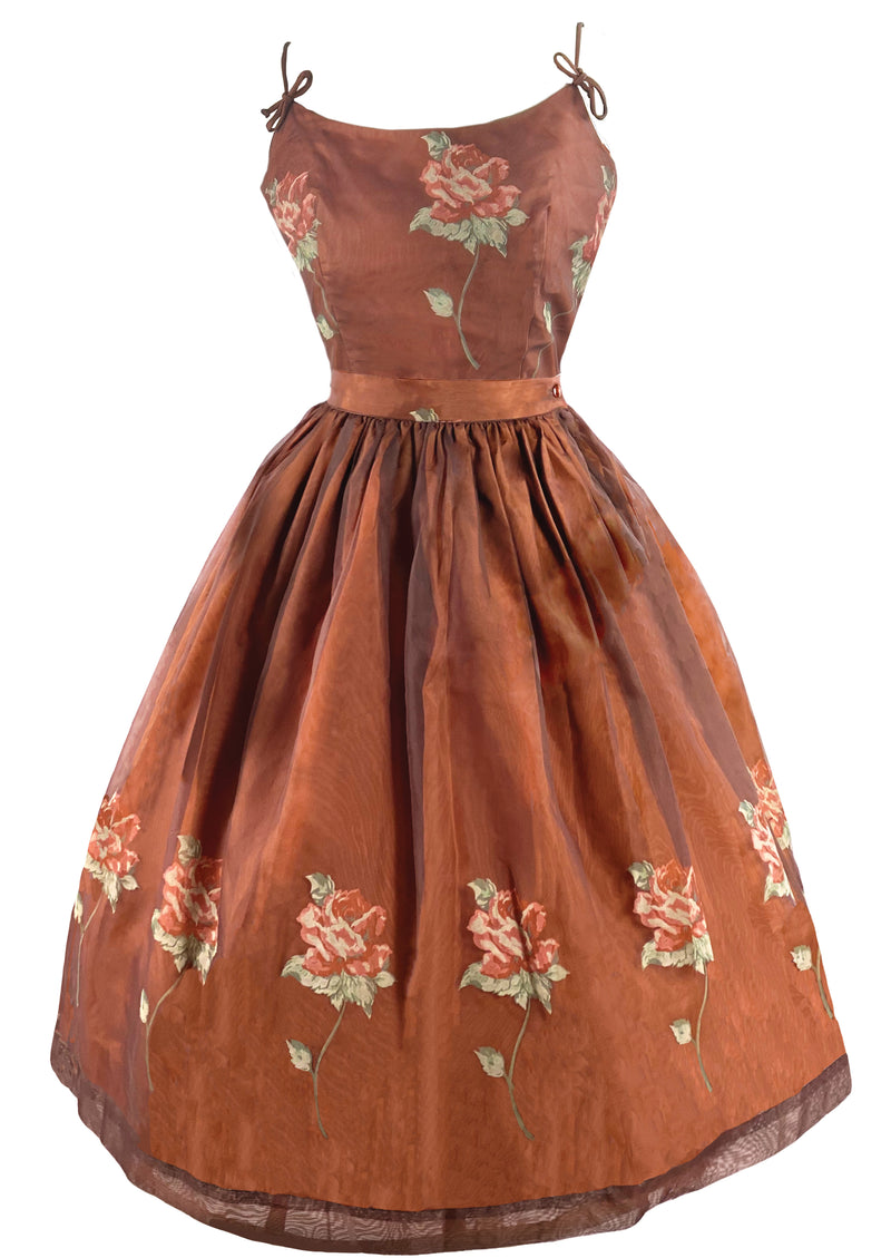 Late 1950s to Early 1960s Bronze Roses Dress Set- NEW!