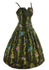 Vintage 1970s Green Fishes Novelty Print Dress - NEW!