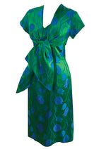 Early 1960s Blue/Green Brocade Dress and Jacket Ensemble- NEW!