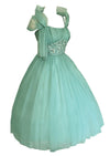 Late 12950s Seafoam Green Cocktail Dress with Sequin Cummerbund - NEW!