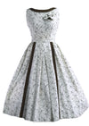 1950s Brown and White Criss Cross Pattern Dress and Bolero- New!