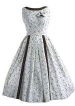 1950s Brown and White Criss Cross Pattern Dress and Bolero- New!