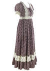 Vintage 1970s Chocolate Brown Maxi Prairie Dress- NEW!