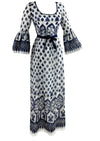Vintage Late 1960s to 1970s Navy and White Maxi Dress - NEW!