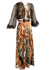 Vintage 1970s Leopard Print Maxi dress and Jacket Ensemble- NEW!