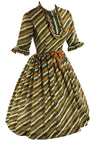 Early 1960s Green and Gold Diagonal Stripe Dress  - New!