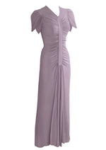 Vintage late 1930s Lilac Coloured Ruched Crepe Gown - NEW!