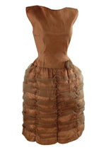 Late 1950s to Early 1960s Copper Ruched Cocktail Dress - NEW!