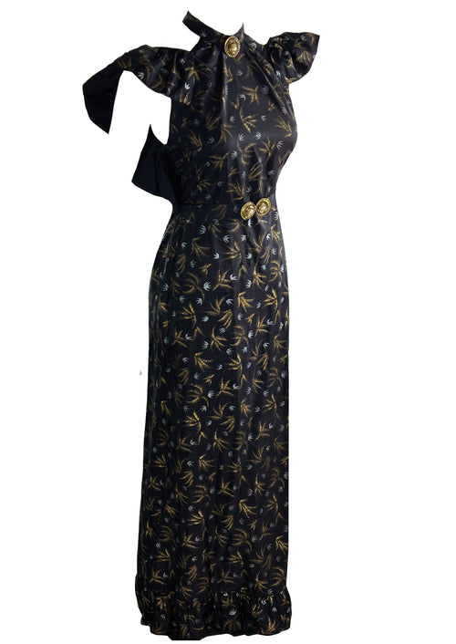 Vintage 1930s Brown and Gold Gown - New!