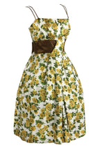 Late 50s to Early 60s Yellow and Green Kay Selig Dress - NEW!