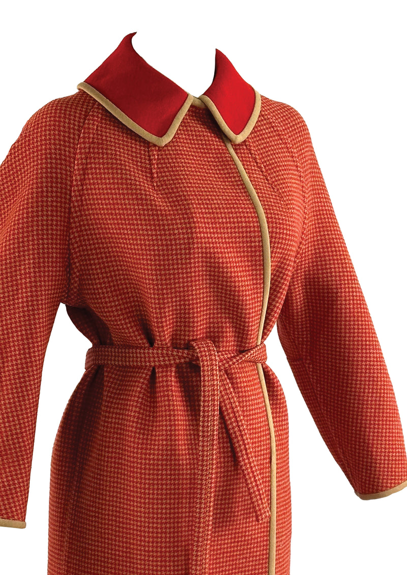 Vintage 1960s Red and Cream Mod Wool Coat - NEW!