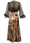 Vintage 1970s Leopard Print Maxi dress and Jacket Ensemble- NEW!