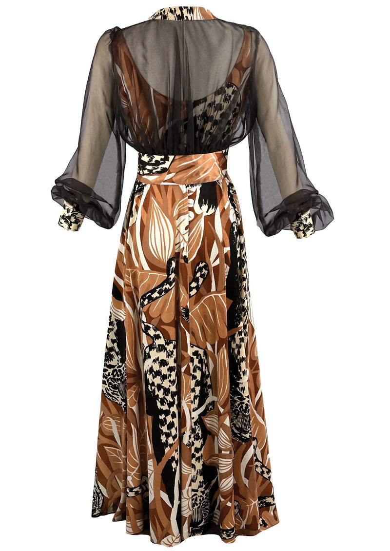 Vintage 1970s Leopard Print Maxi dress and Jacket Ensemble- NEW!