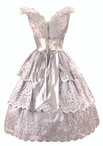 Vintage 1950s Lavender Eyelet Taffeta Party Dress - NEW!