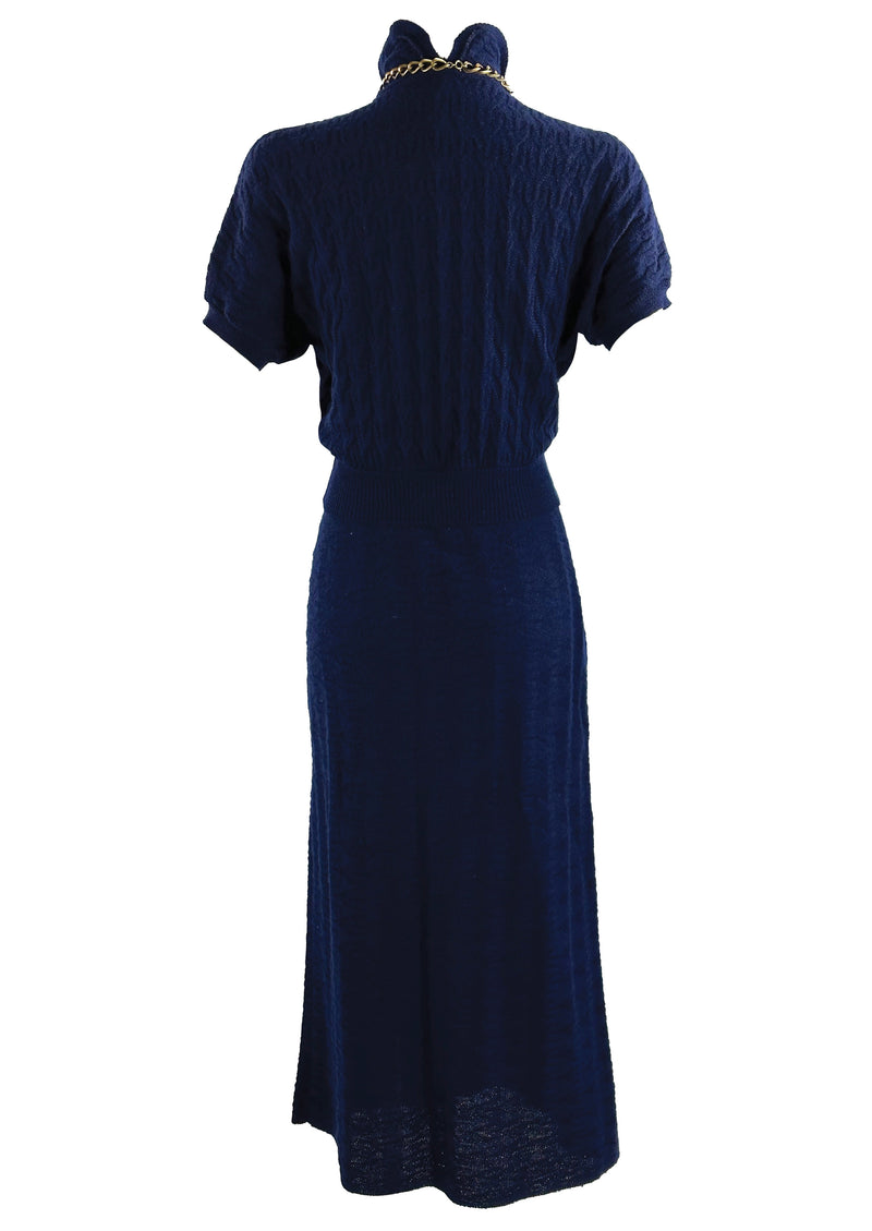 Vintage Late 1930s to Early 1940s  Navy Knit Dress Set - NEW!
