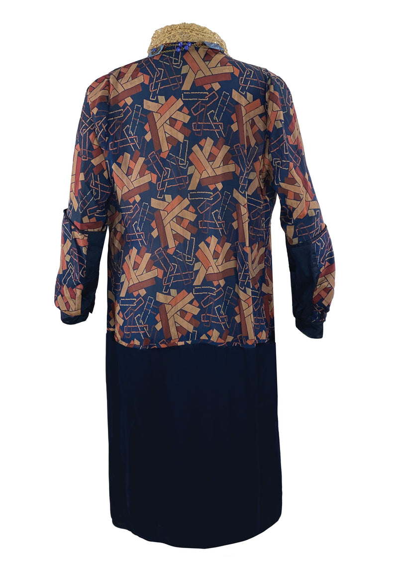 Vintage 1920s Navy Blue Dropped Waist Dress - NEW!