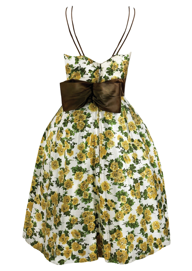 Late 50s to Early 60s Yellow and Green Kay Selig Dress - NEW!