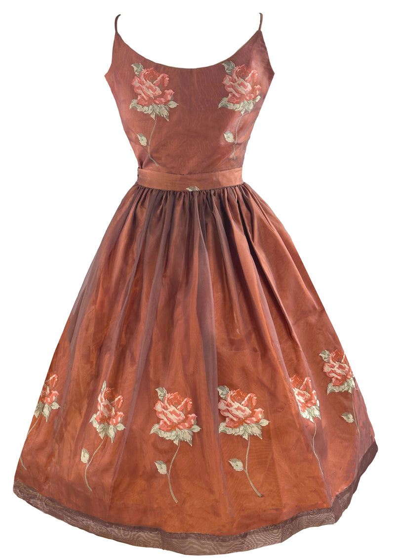 Late 1950s to Early 1960s Bronze Roses Dress Set- NEW!