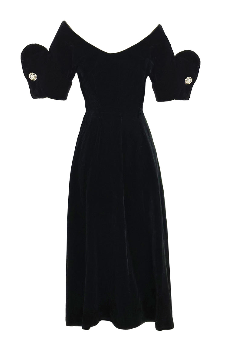 Vintage Early 1950s Black Velvet Cocktail Dress- NEW! Coutura Vintage Vintage Early 1950s Black Velvet Cocktail Dress- NEW! Coutura Vintage