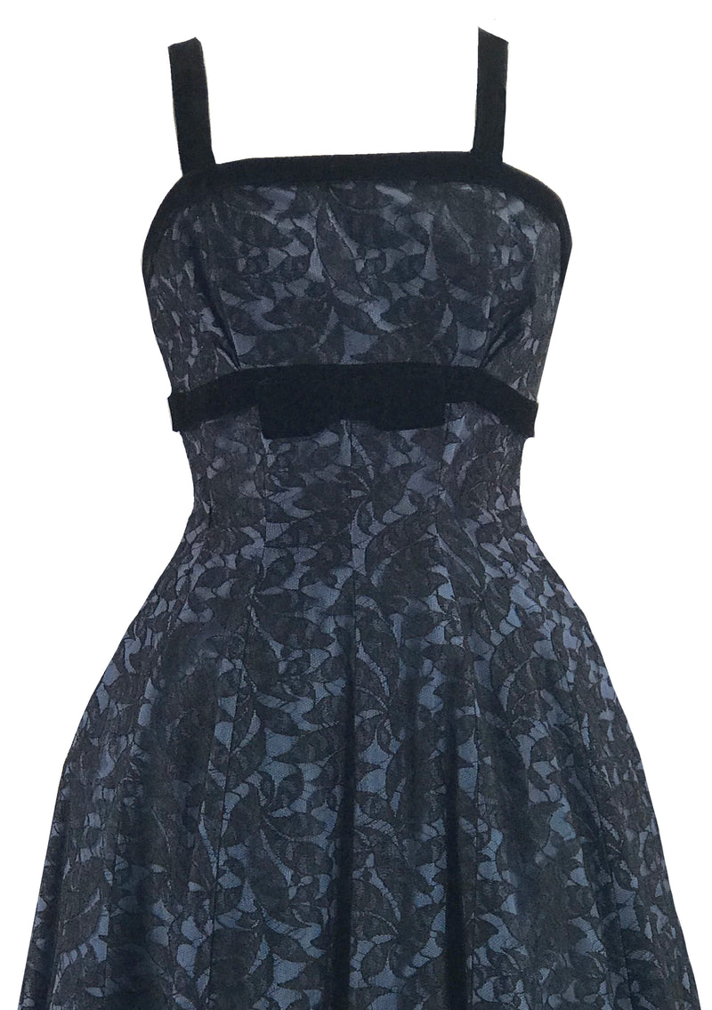 Vintage 1950s - 60s Designer Suzy Perette Black Lace Party Dress- New!