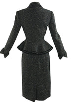 Vintage 1950s Black and Cream Flecked Wool Designer Suit - NEW!