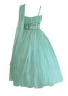 Late 12950s Seafoam Green Cocktail Dress with Sequin Cummerbund - NEW!