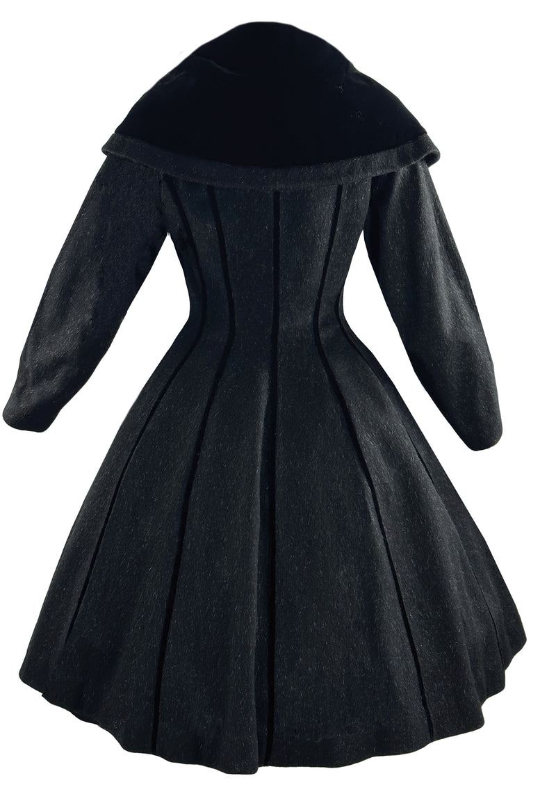 Vintage 1950s Lilli Ann Black Eyelash Wool Princess Coat- New!