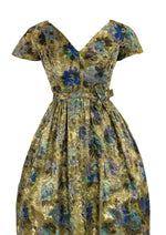 Vintage 1950s Gold Metallic Brocade Designer Cocktail Dress- NEW!