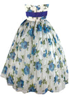 Vintage 1950s to Early 1960s Blue Roses Party Dress - NEW!