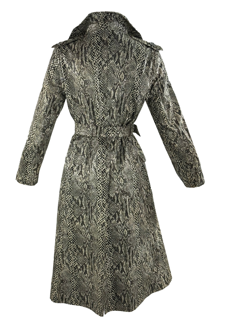 Vintage 1970s Python Print Vinyl Trench Coat - NEW!