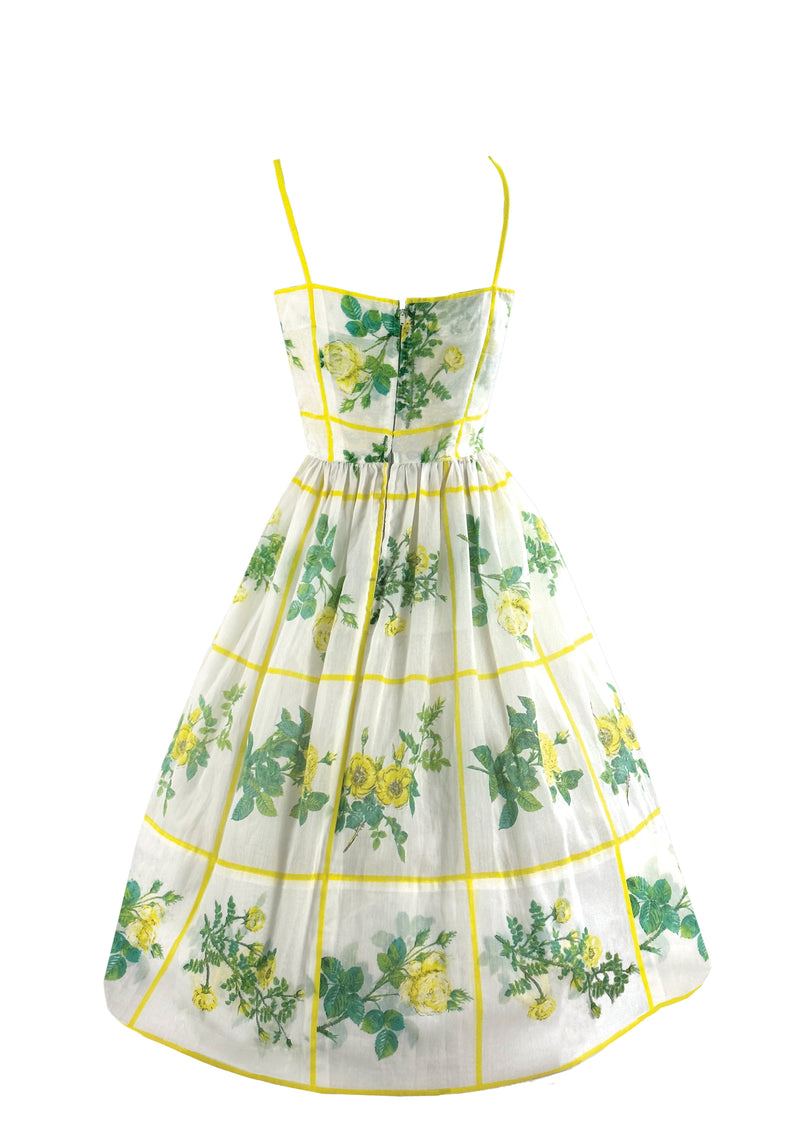Late 1950s to Early 1960s Yellow Roses Cotton Sundress- NEW!