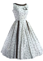 1950s Brown and White Criss Cross Pattern Dress and Bolero- New!