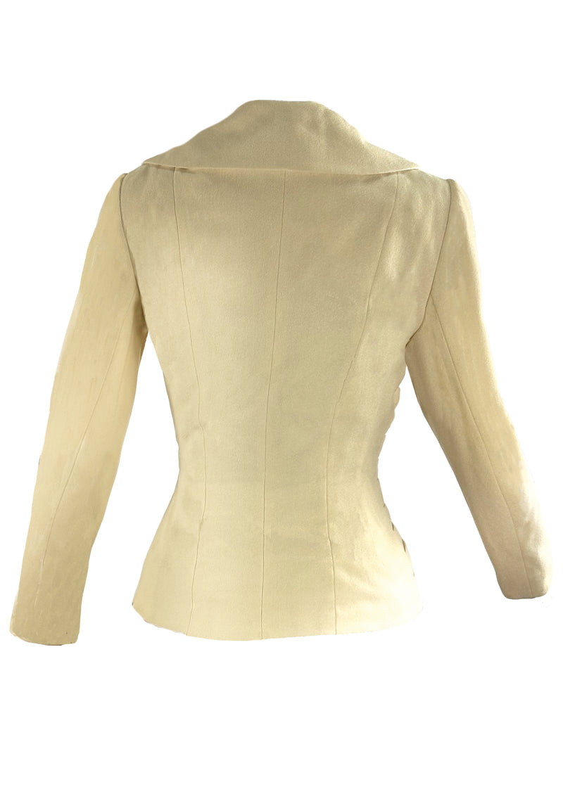 Vintage 1950s Cream Wool Crepe Lilli Ann Jacket- NEW!