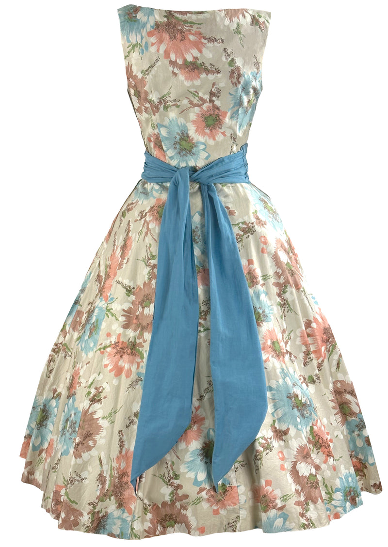 1950s Polished Cotton Floral Dress With Appliqués- NEW!