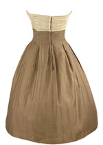 Late 1950s to Early 60s Bronze & Cream Cocktail Dress - NEW!