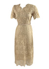 Vintage 1950s Latte Coloured Lace Dress & Coat Ensemble - NEW!