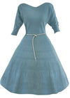 Vintage 1950s Slate Blue Wool Knit Dress Set- NEW!