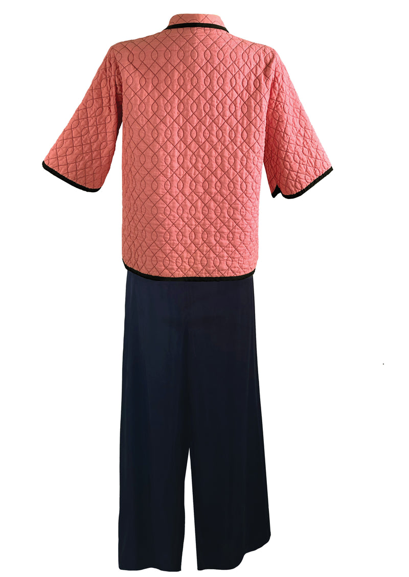 Vintage 1940s Pink and Black Lounge Suit/Pyjamas- NEW!