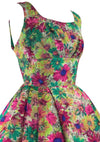 Vintage 1950s Painterly Floral Silk Party Dress - New!