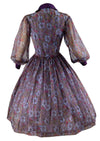 Vintage 1950s Purple Floral Chiffon Dress - NEW!