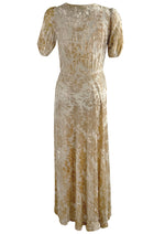 Vintage 1930s Champagne Coloured Voided Velvet Gown - NEW!