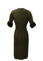 Vintage 1960s Dark Olive Green Lurex Wiggle Dress - NEW!