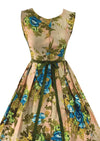 Late 1950s to Early 1960s Huge Blue Roses Dress- NEW!