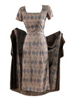 Vintage 1950s Dress and Cape Ensemble in Chocolate Tones - NEW!