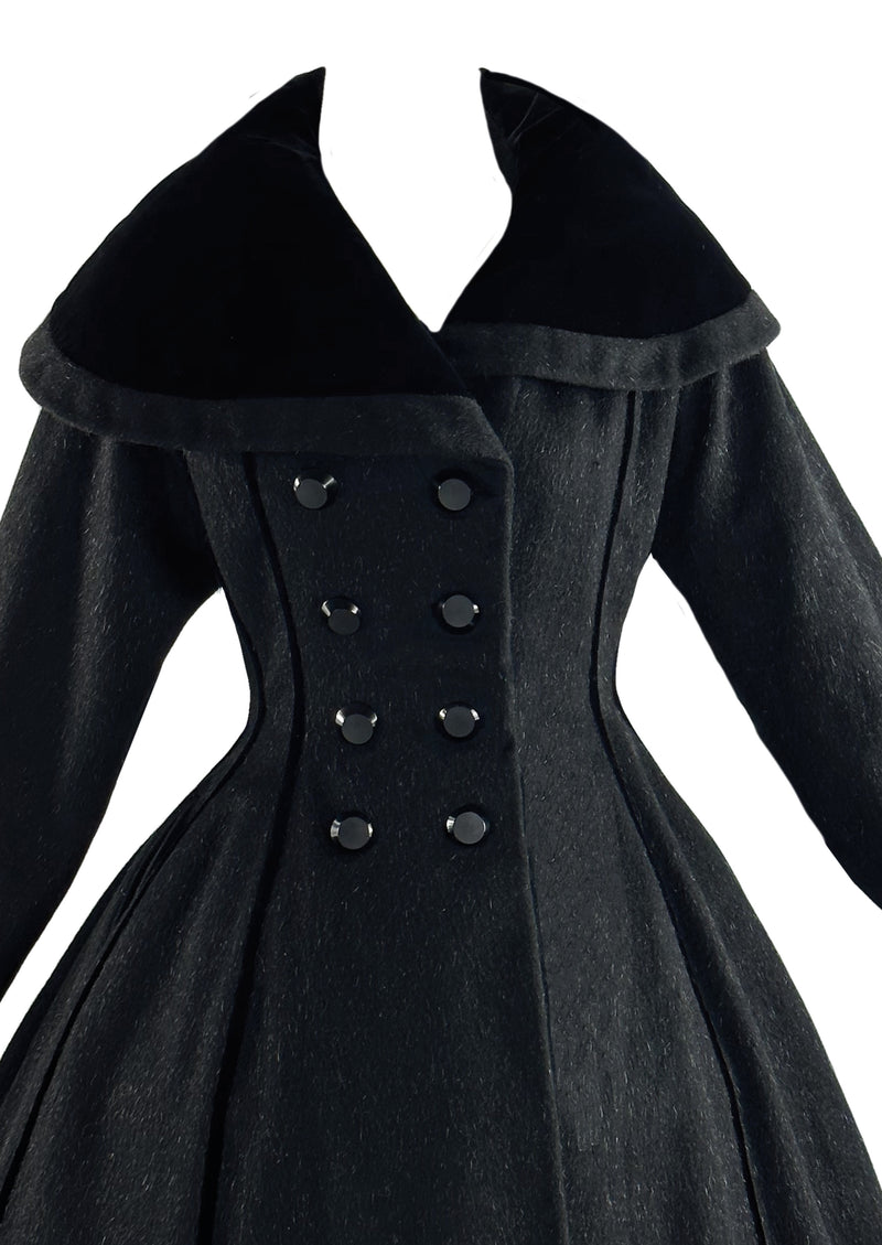 Vintage 1950s Lilli Ann Black Eyelash Wool Princess Coat- New!